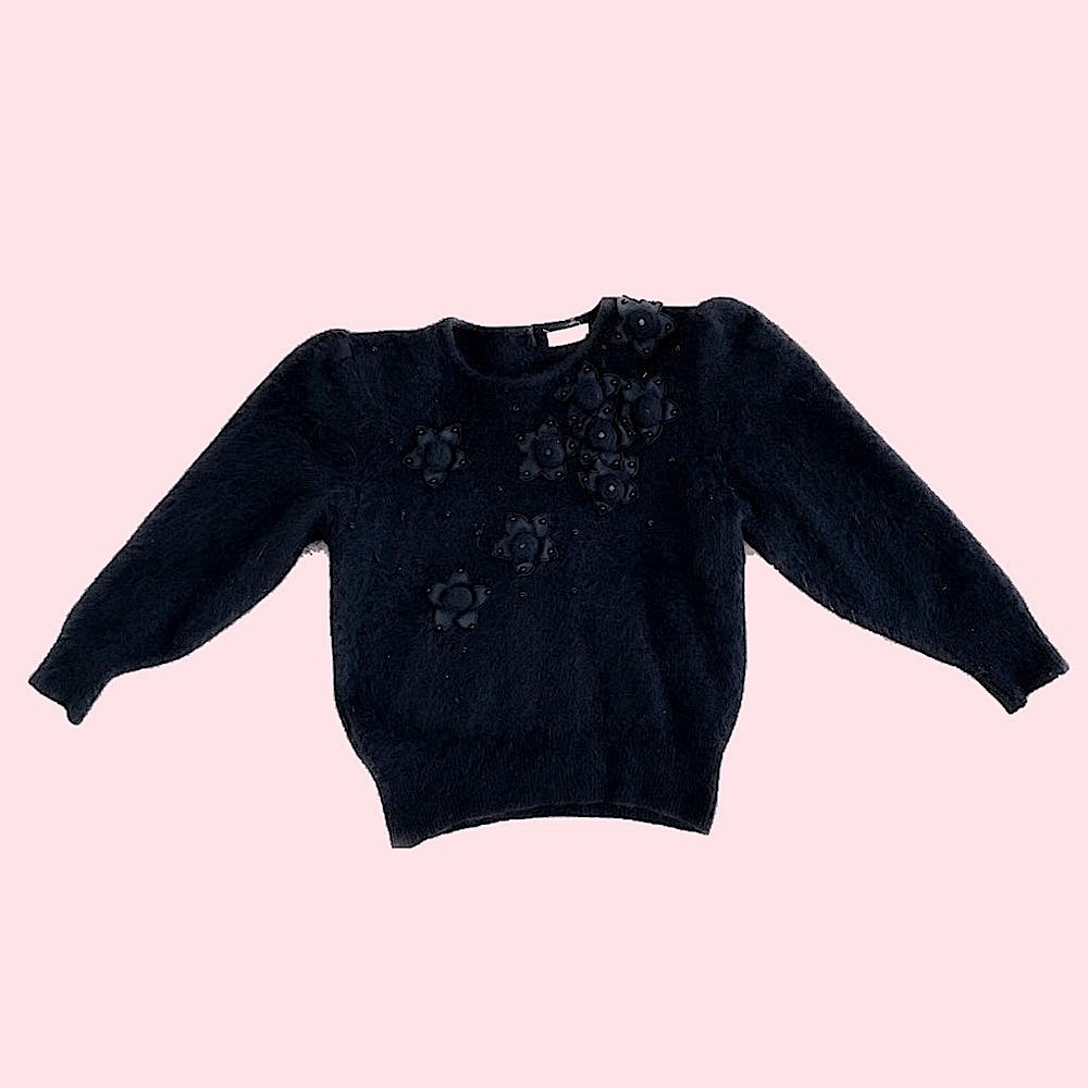 Black Vintage Angora Sweater